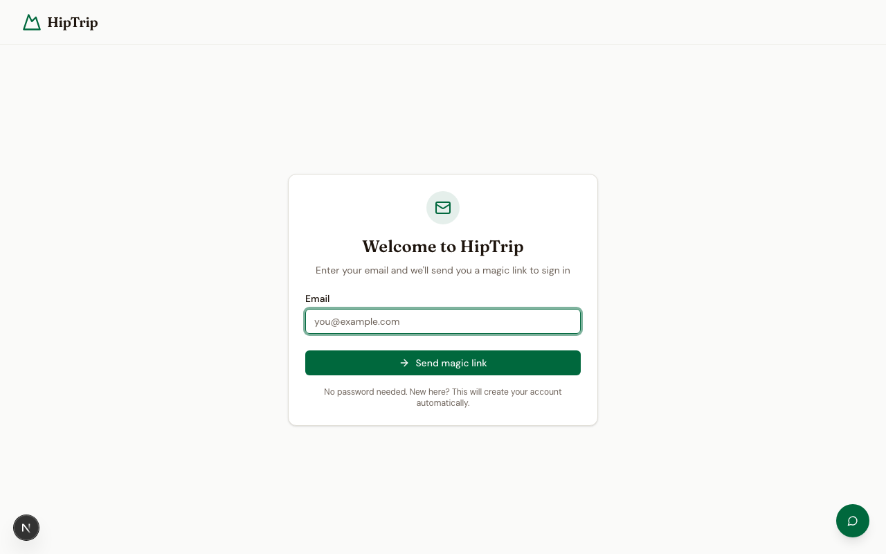Login page